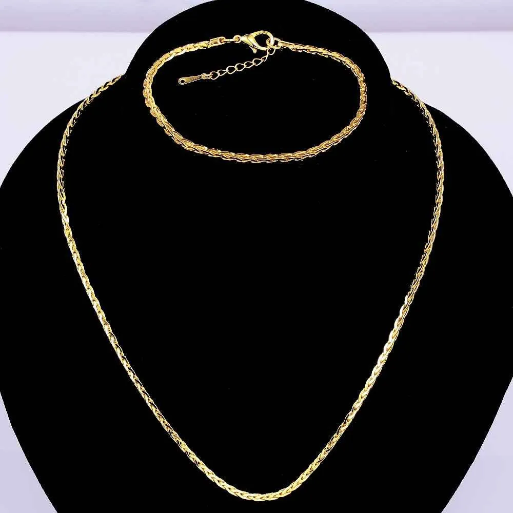18k gold plated jewelry set skyrim chain necklace bracelet joyas SMTPS415 ELY