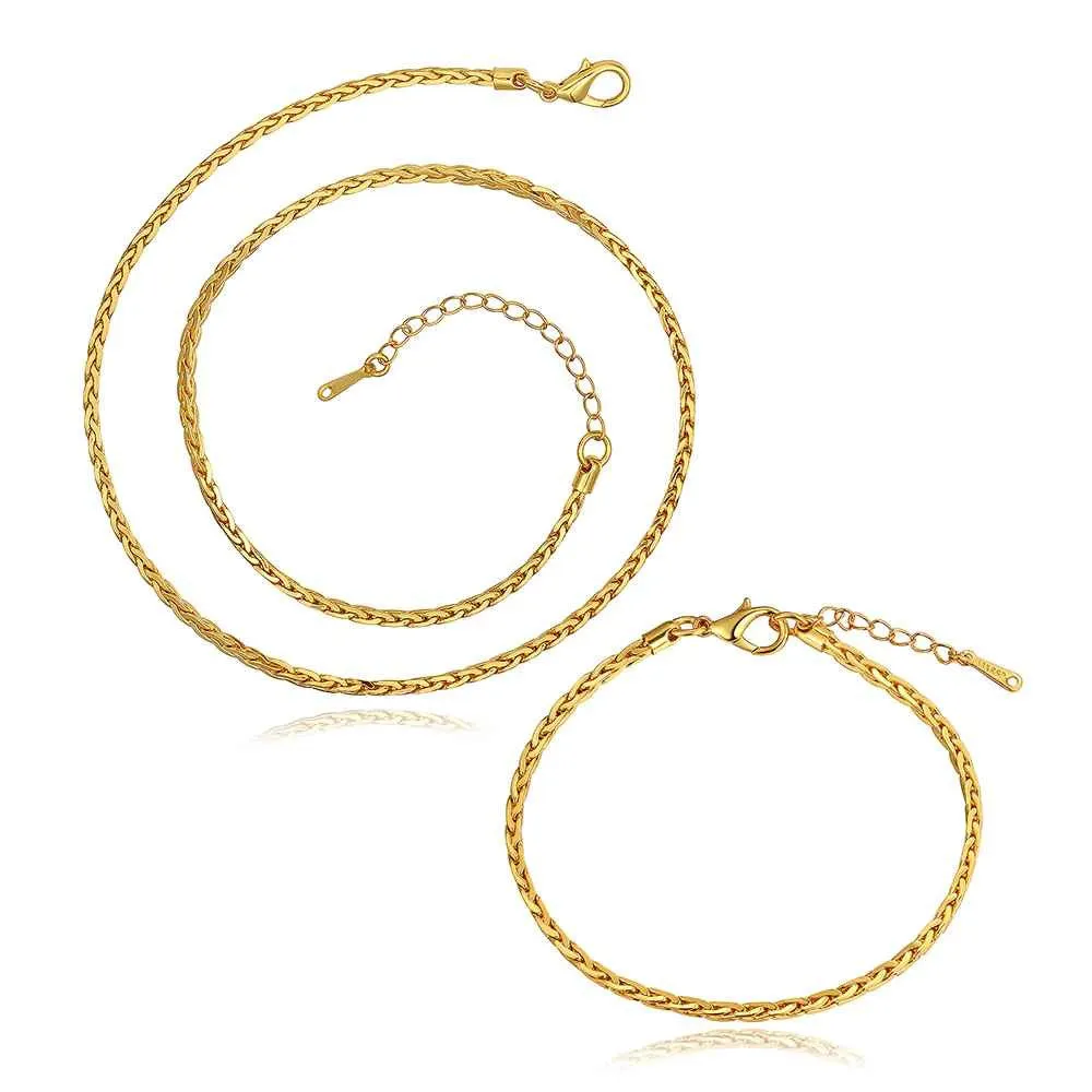 18k gold plated jewelry set skyrim chain necklace bracelet joyas SMTPS415 ELY