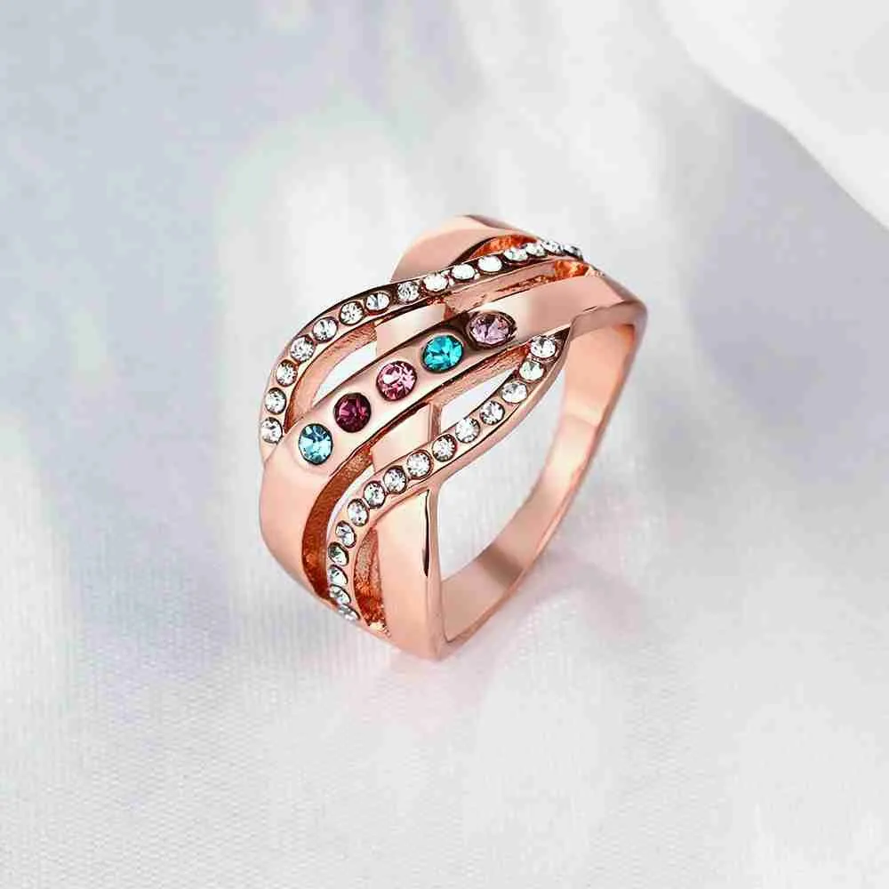 18k gold plated rings for men Cross pattern inlaid crystal opal Jewelry European Style ELY