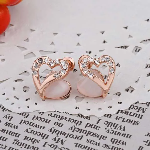 18K Gold Plating earing Double core stud ear cuff bijoux women 44 ELY