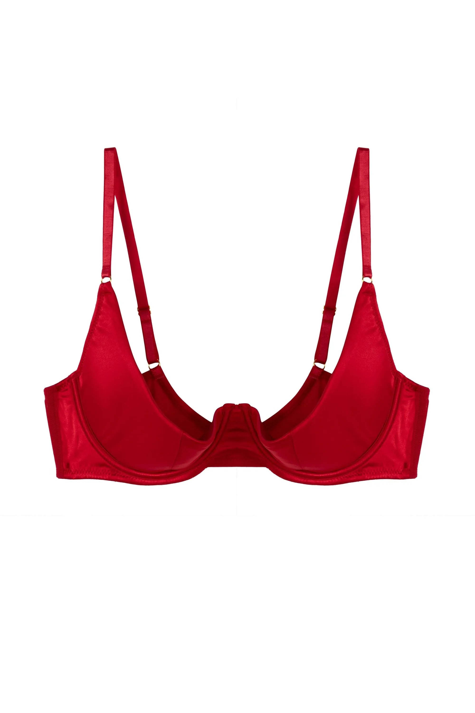 Annette Red Satin quarter cup bra