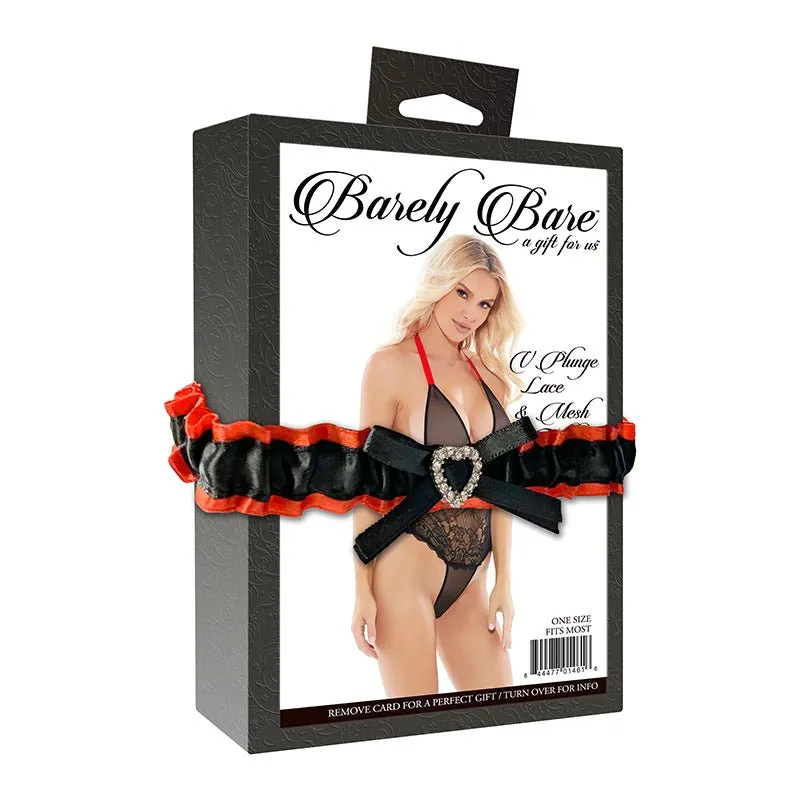 Barely Bare V-Plunge Lace & Mesh Teddy Black O/S