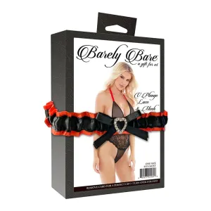 Barely Bare V-Plunge Lace & Mesh Teddy Black O/S