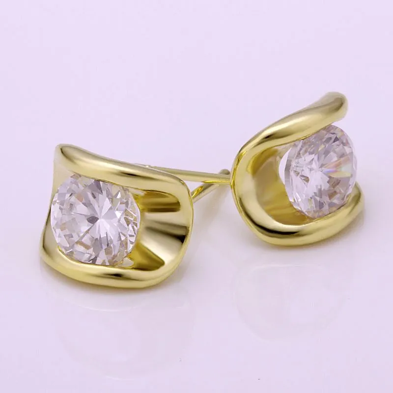 Best Friends jewerly 18K Gold Plated Earing Ingot stud earrings brincos SMTPE268 ELY