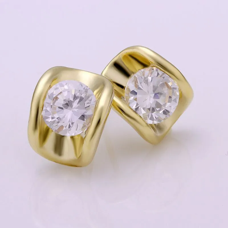 Best Friends jewerly 18K Gold Plated Earing Ingot stud earrings brincos SMTPE268 ELY