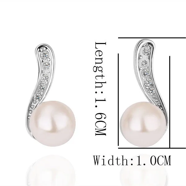 Best Friends jewerly 18K Gold Plated Earing white beads stud earrings brincos SMTPE 31 ELY