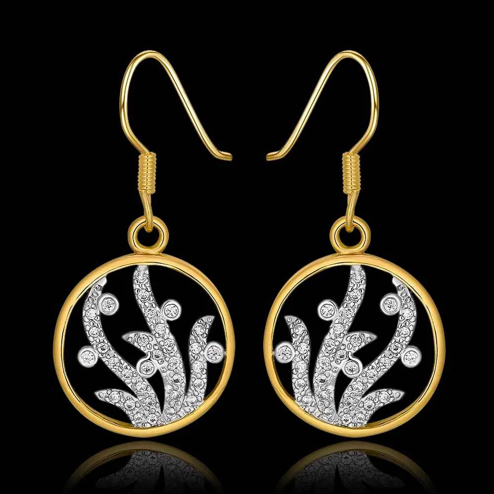Best Gifts girl jewerly 18K Gold Plated Earing circle crystal hollow drop earrings brincos SMTPE982 ELY