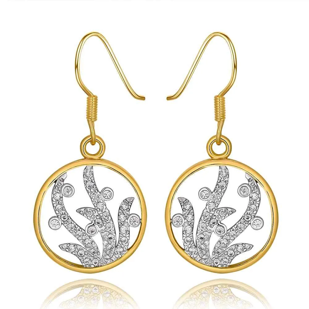 Best Gifts girl jewerly 18K Gold Plated Earing circle crystal hollow drop earrings brincos SMTPE982 ELY