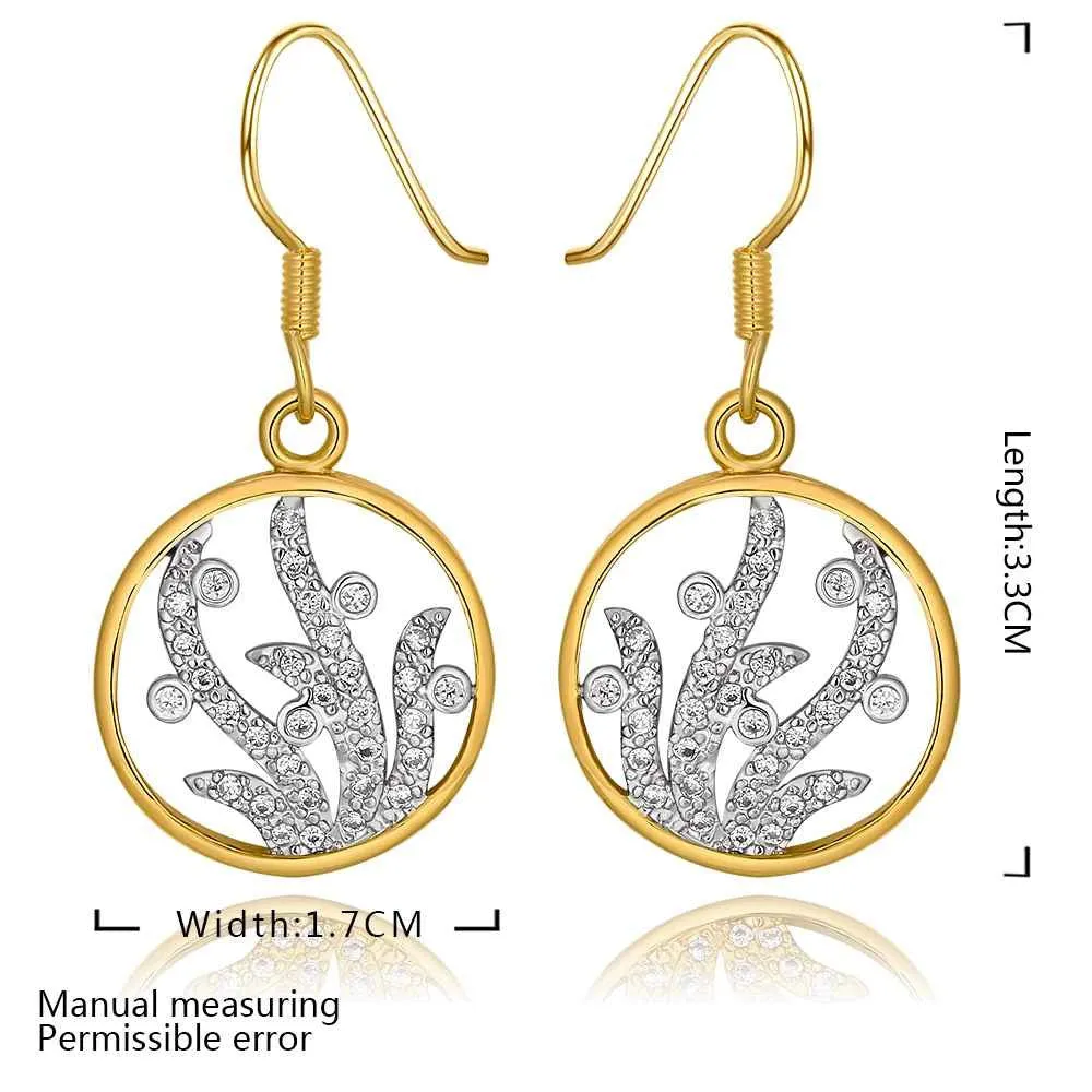 Best Gifts girl jewerly 18K Gold Plated Earing circle crystal hollow drop earrings brincos SMTPE982 ELY