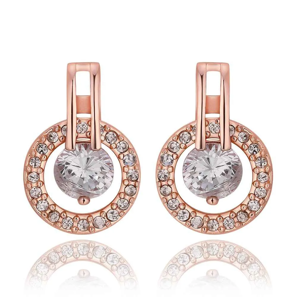 Best Gifts girl jewerly 18K Gold Plated Earing circle crystal stone stud earrings brincos SMTPE943 ELY