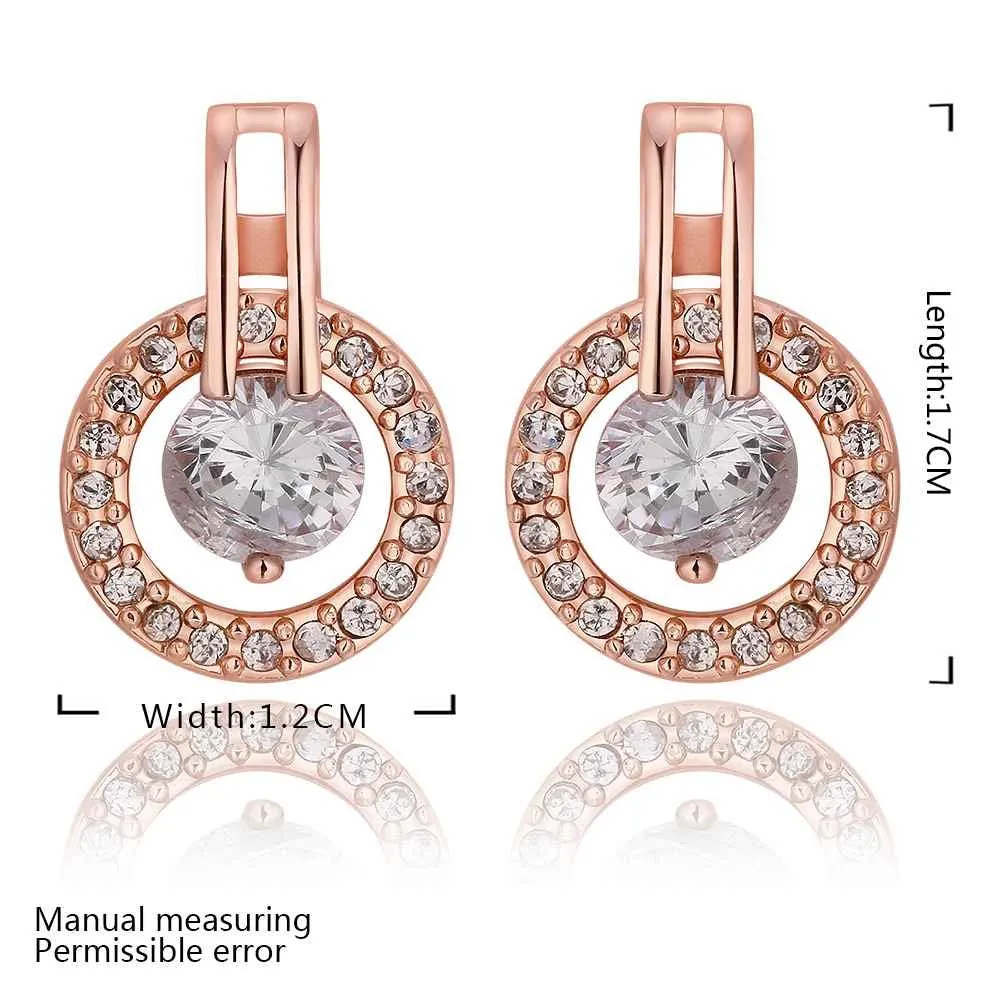 Best Gifts girl jewerly 18K Gold Plated Earing circle crystal stone stud earrings brincos SMTPE943 ELY