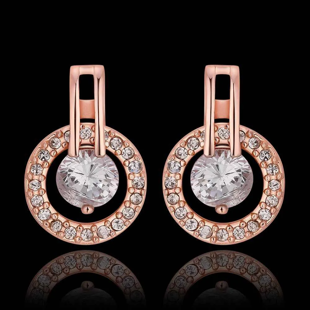 Best Gifts girl jewerly 18K Gold Plated Earing circle crystal stone stud earrings brincos SMTPE943 ELY