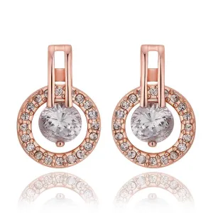 Best Gifts girl jewerly 18K Gold Plated Earing circle crystal stone stud earrings brincos SMTPE943 ELY