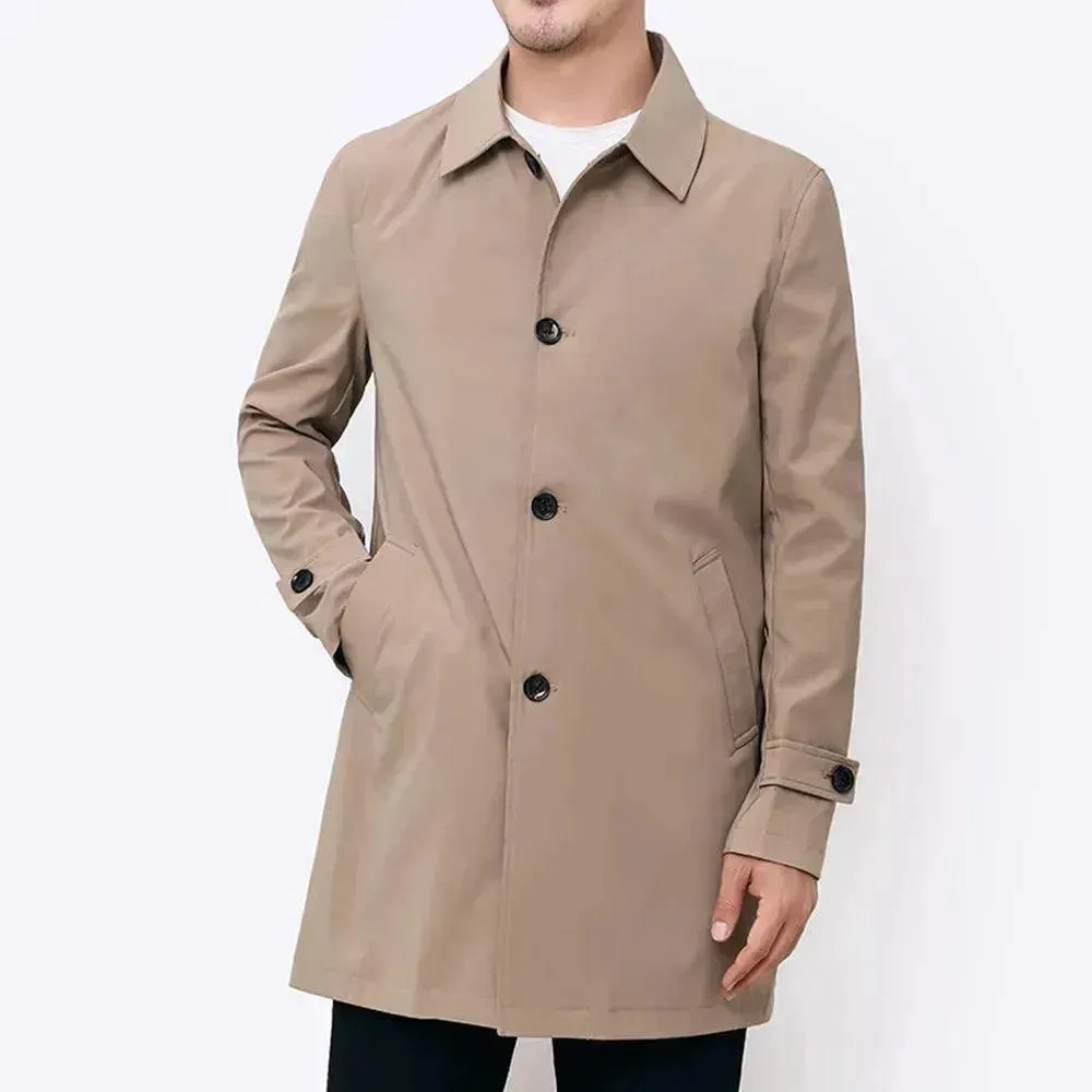 Classic Single-Breasted Men Trench Coat