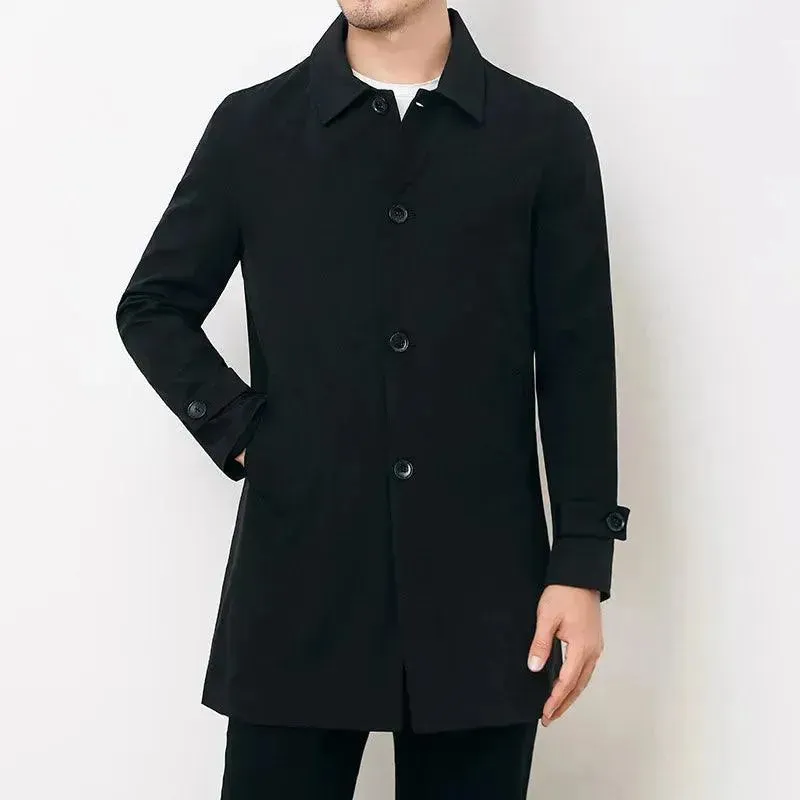 Classic Single-Breasted Men Trench Coat