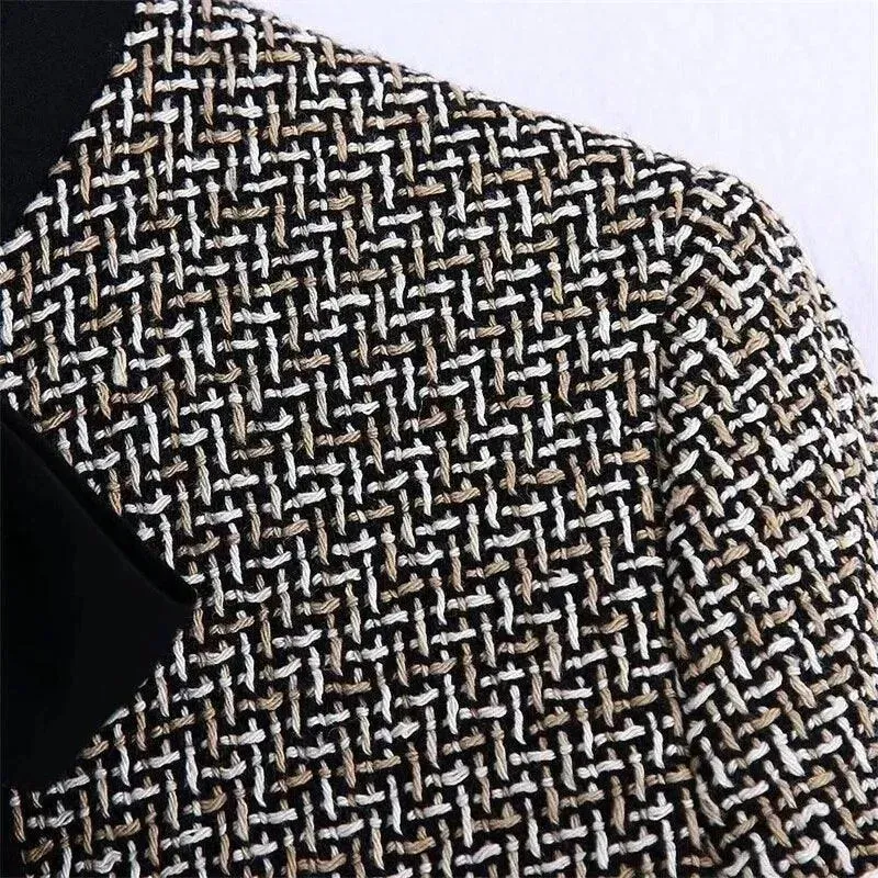 Elegant Bow Tied Women Tweed Jacket