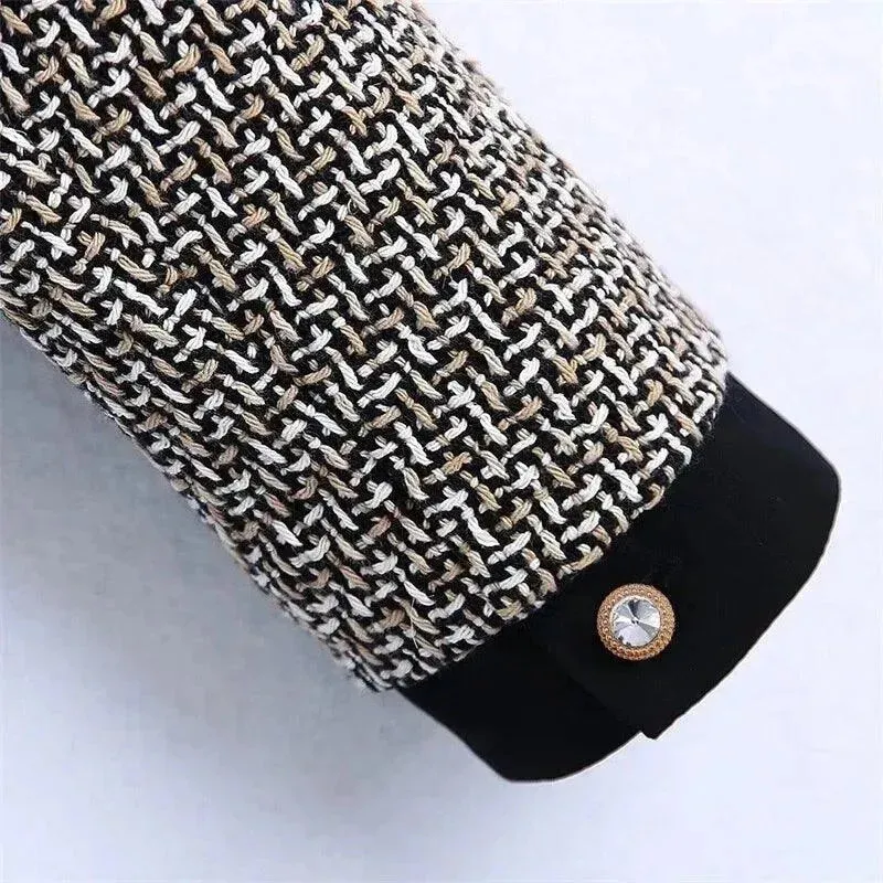 Elegant Bow Tied Women Tweed Jacket