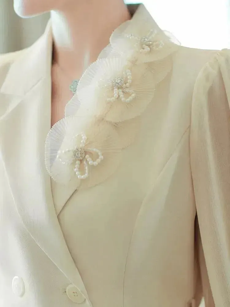 Elegant Tailored Silk Two-Piece Skirt Set