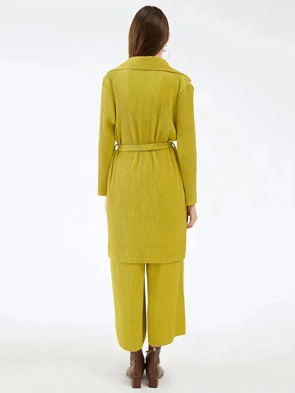Elegant Women Casual Lapel Two-Piece Pant Set