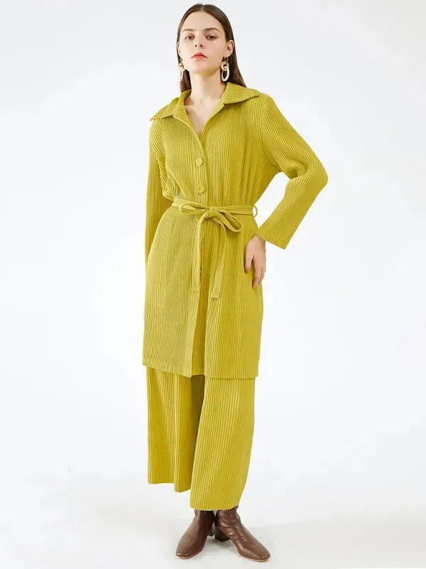 Elegant Women Casual Lapel Two-Piece Pant Set