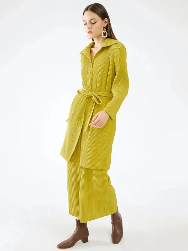 Elegant Women Casual Lapel Two-Piece Pant Set