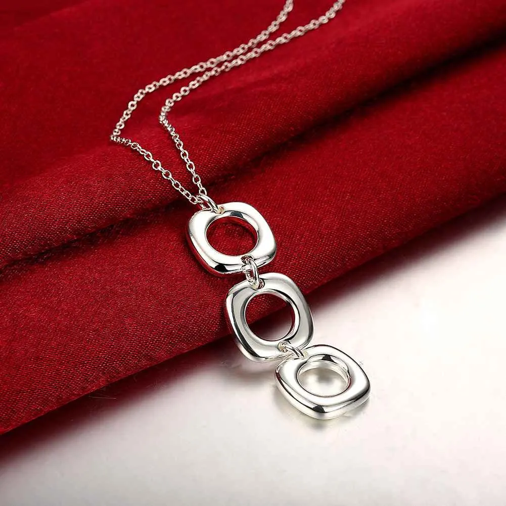 exo silver-plated pendants Three square collier femme Elegant ELY