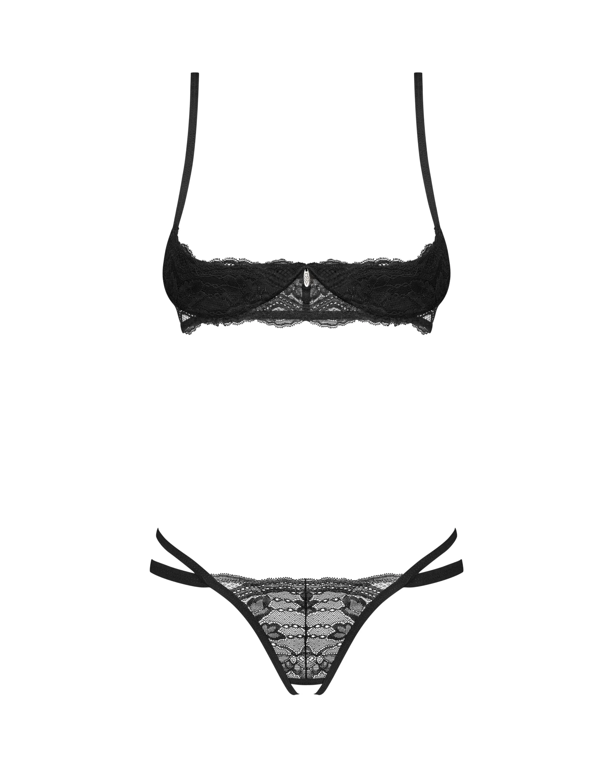 Obsessive Nutris Open Cups Shelf Bra Set Black