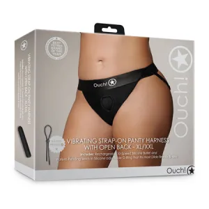 Shots Ouch Vibrating Strap On Panty Harness w/Open Back - Black XL/XXL