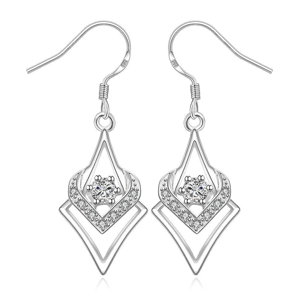 silver clip on earrings Austria Crystal Flower drop cufflinks Hand Madeball 242 ELY