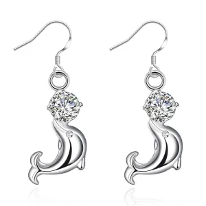 silver clip on earrings Austria Crystal Flower drop cufflinks Hand Madeball 242 ELY