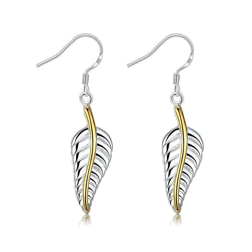 silver earing Leaf drop oorbellen wedding jewelry 273 ELY