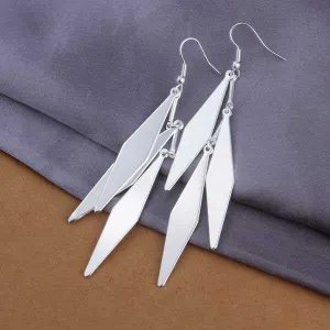 silver plated earing jewelry Cute Leaf drop earring 318 ELY