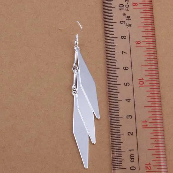 silver plated earing jewelry Cute Leaf drop earring 318 ELY