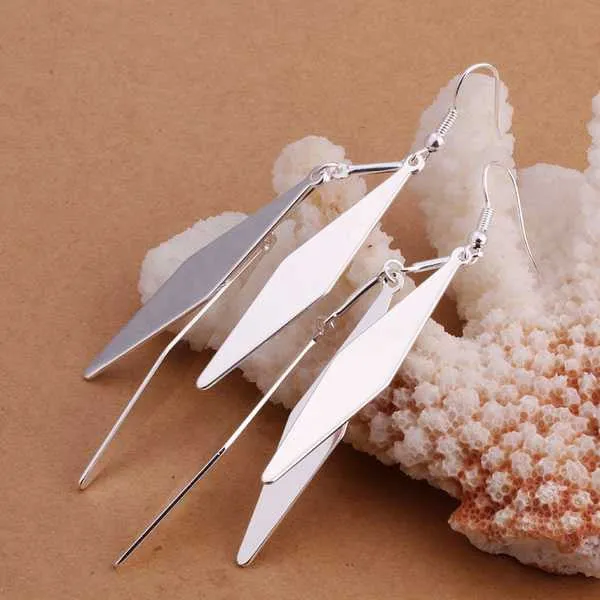 silver plated earing jewelry Cute Leaf drop earring 318 ELY