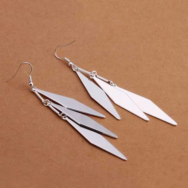 silver plated earing jewelry Cute Leaf drop earring 318 ELY