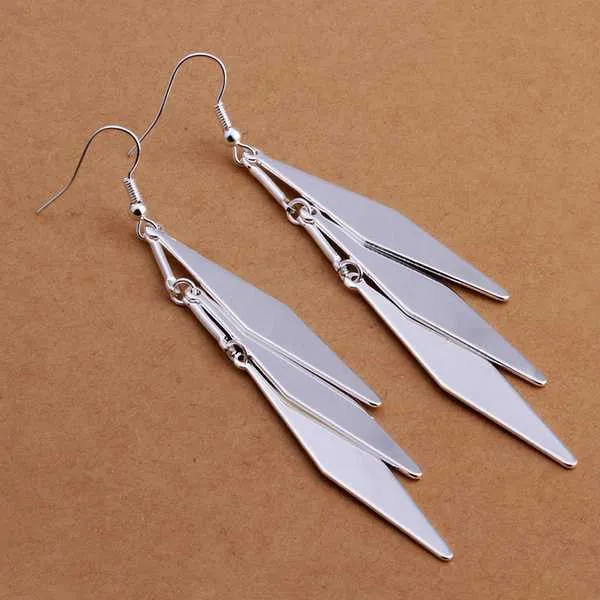 silver plated earing jewelry Cute Leaf drop earring 318 ELY