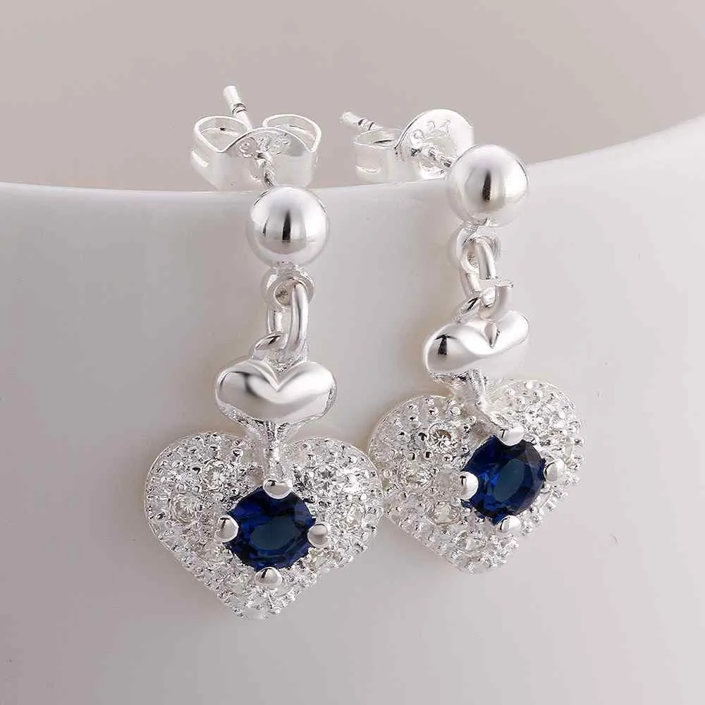 silver plated earing jewelry purple heart stud earring 566 ELY