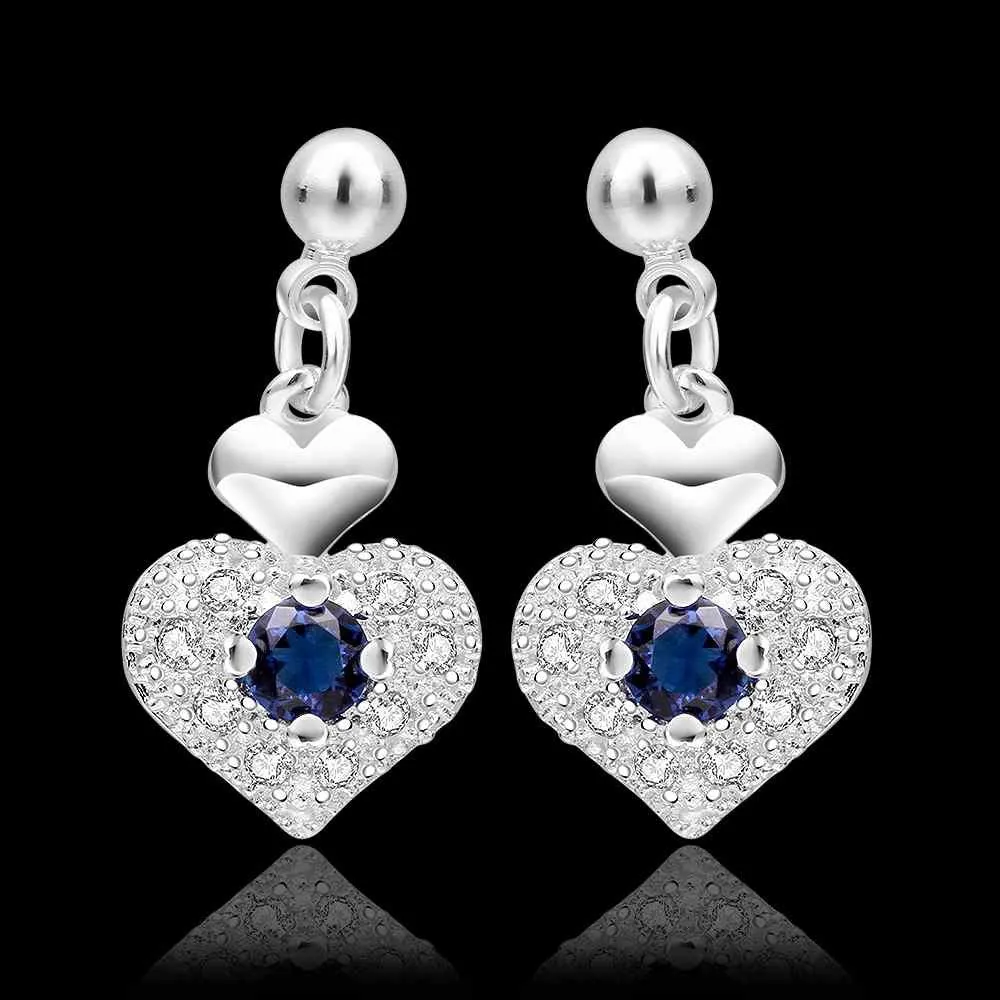 silver plated earing jewelry purple heart stud earring 566 ELY