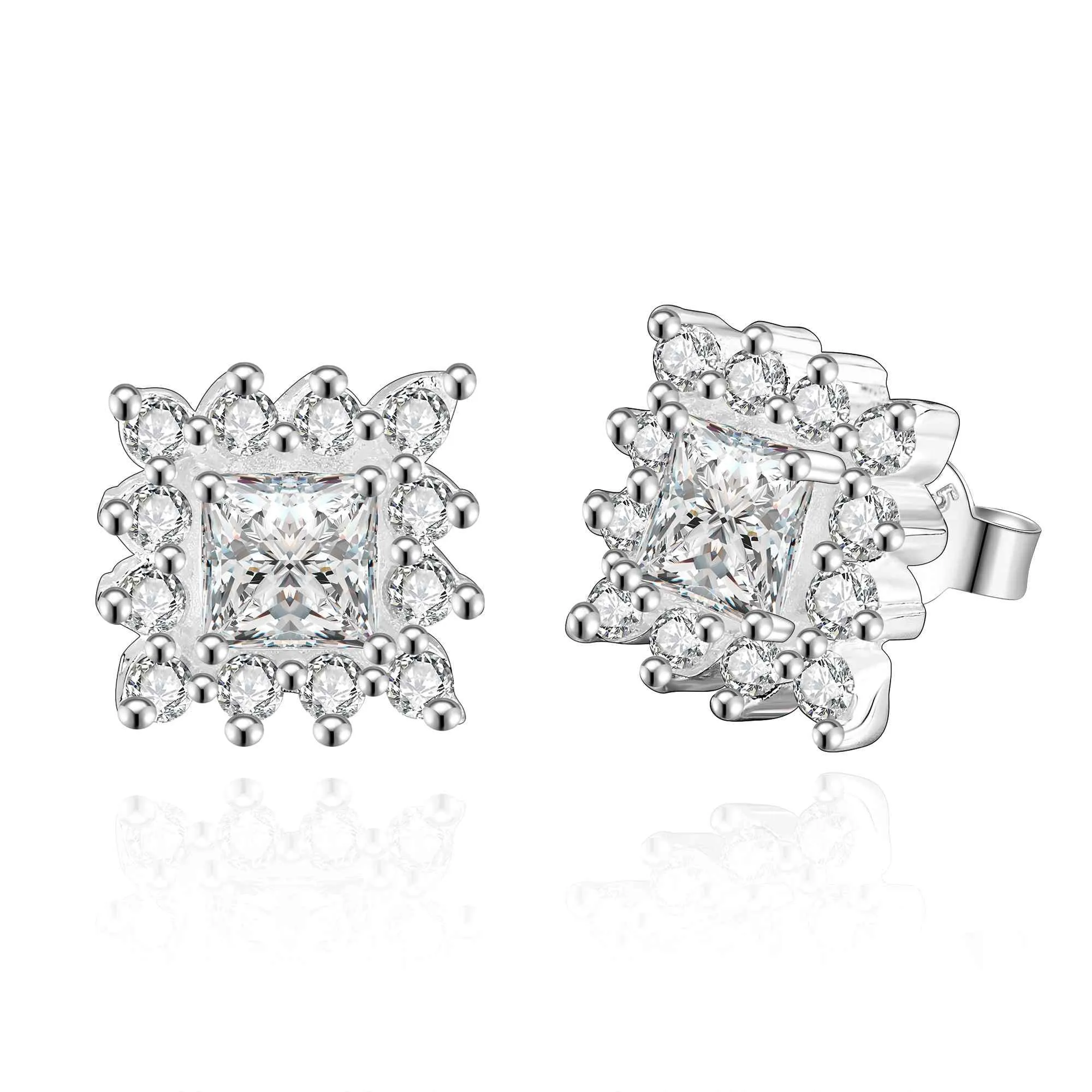 silver plated earing jewelry square star stud earring 55 ELY