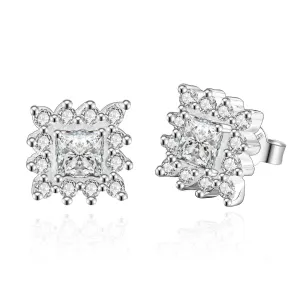 silver plated earing jewelry square star stud earring 55 ELY