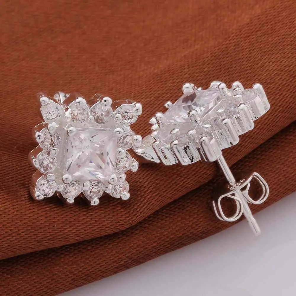 silver plated earing jewelry square star stud earring 55 ELY