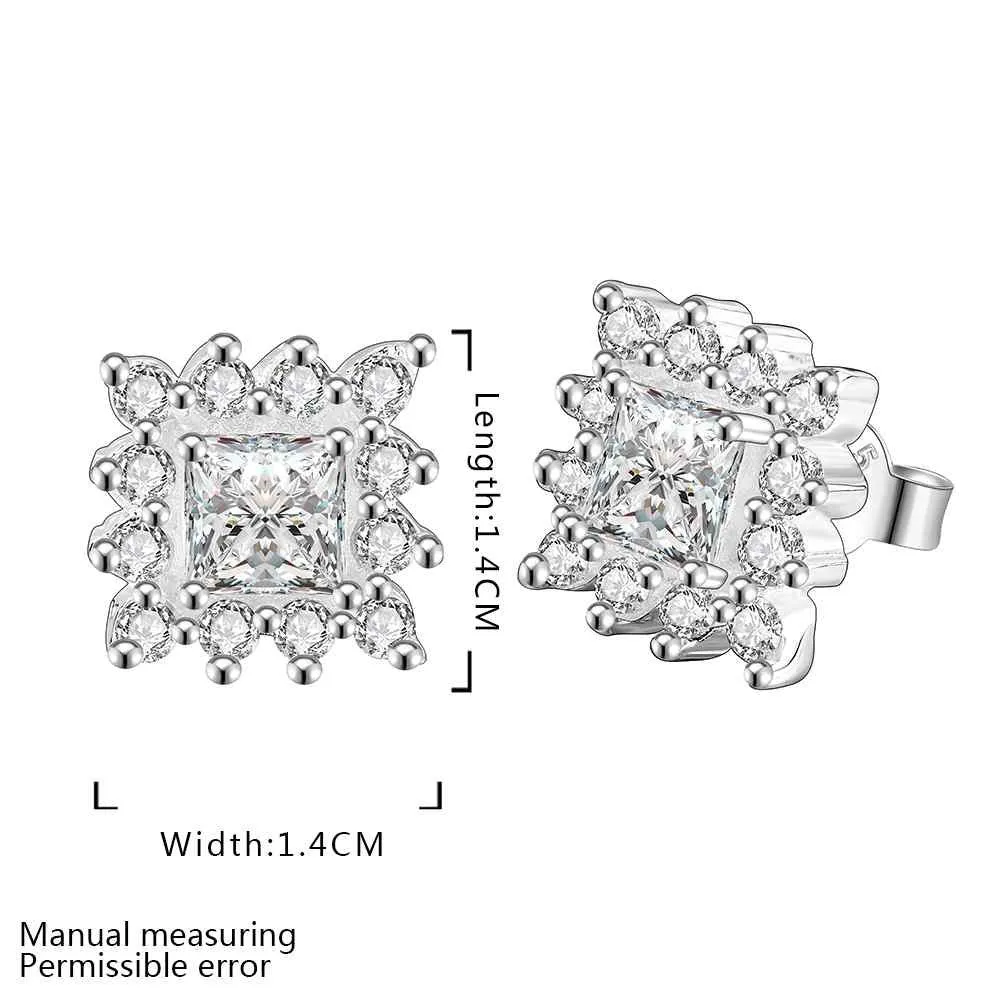 silver plated earing jewelry square star stud earring 55 ELY