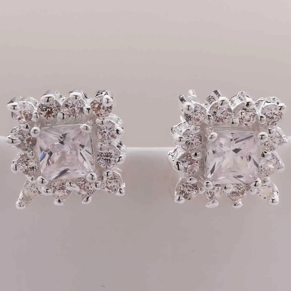 silver plated earing jewelry square star stud earring 55 ELY