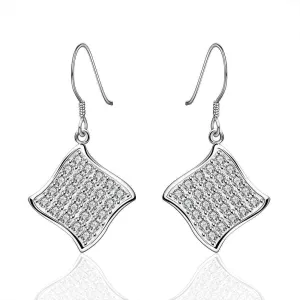 silver plated earing silver plated jewelry square leaf earring 573 ELY