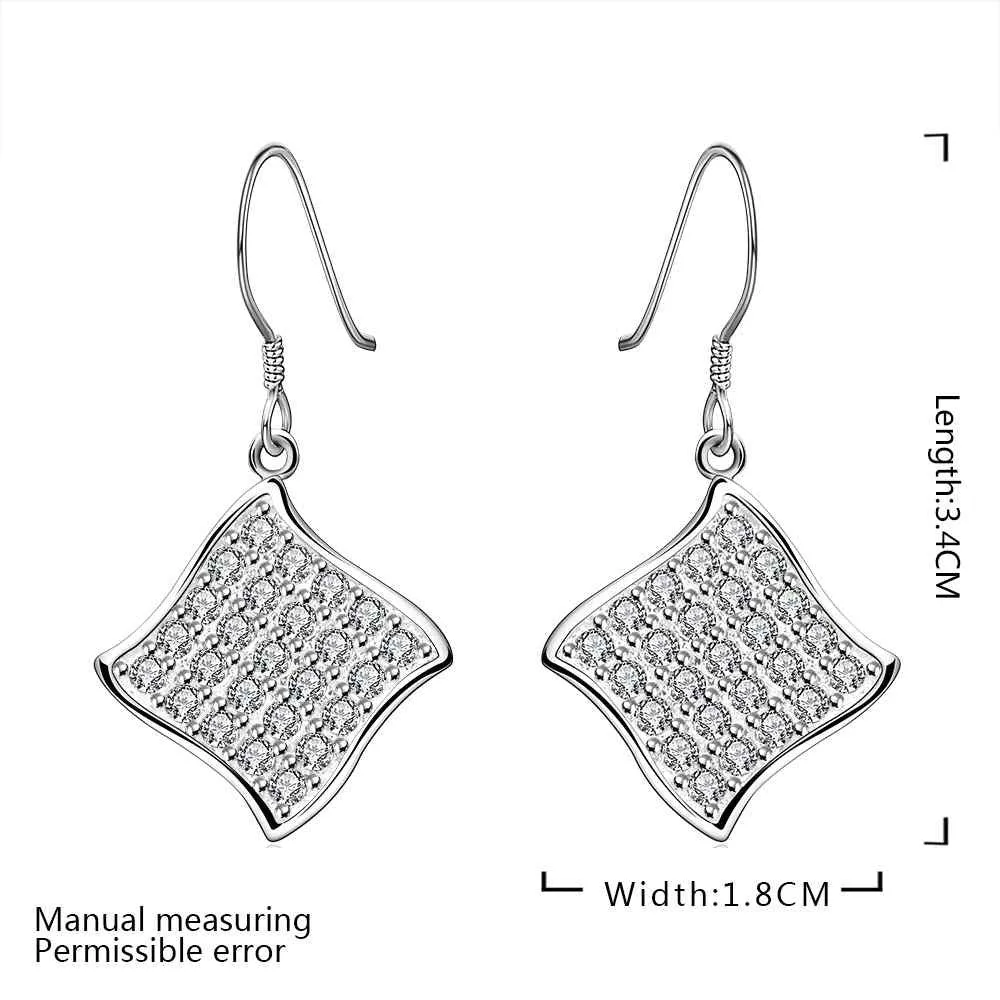 silver plated earing silver plated jewelry square leaf earring 573 ELY