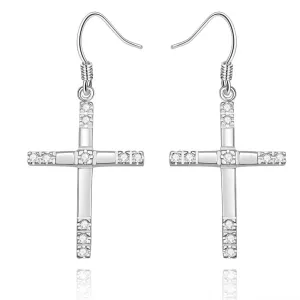 silver plated earing silver plated jewelry stone cross earring 518 ELY