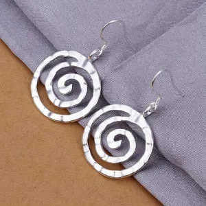 silver plated Earing Sterling Silver Jewelry Round Thread drop Earrings 353 ELY