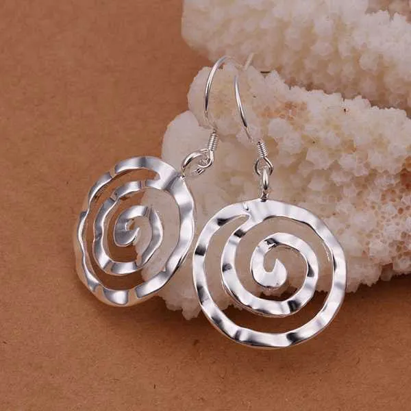 silver plated Earing Sterling Silver Jewelry Round Thread drop Earrings 353 ELY