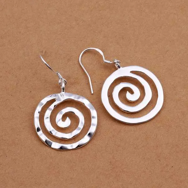 silver plated Earing Sterling Silver Jewelry Round Thread drop Earrings 353 ELY