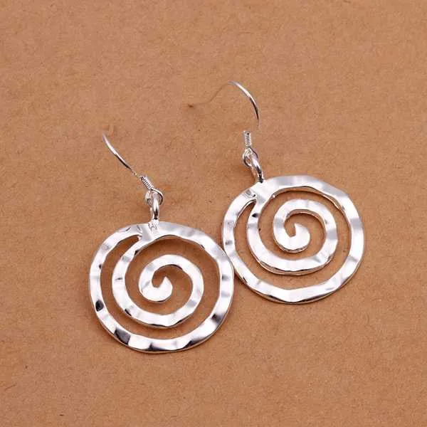 silver plated Earing Sterling Silver Jewelry Round Thread drop Earrings 353 ELY